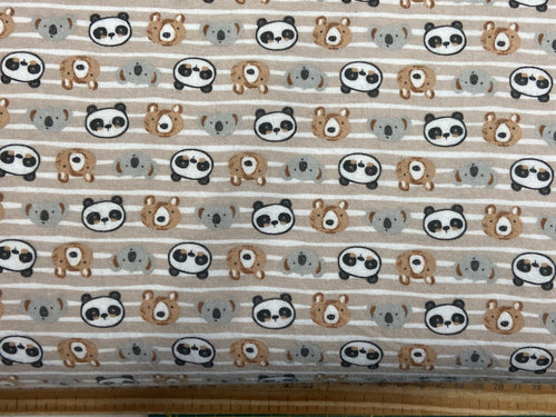josh rey 3 wishes cuddle cubs cub faces natural brushed cotton flannel bear panda forest wood fabric shack malmesbury
