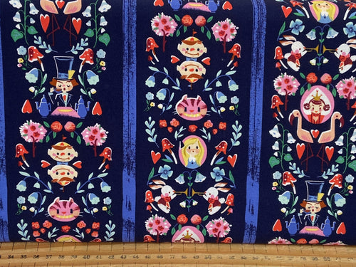 Down the Rabbit Hole Strips Navy Blue Fabric Shack Malmesbury