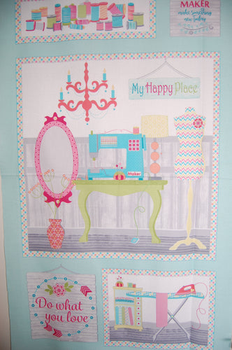 Fabric Shack Sewing Quilting Sew Fat Quarter Cotton Quilt Patchwork Dressmaking Cherry Guidry Cherry Blossoms Studio Benartex My Happy Place Icons Room Notions Machine Pins Needles Panel Stitcher Sew (5)