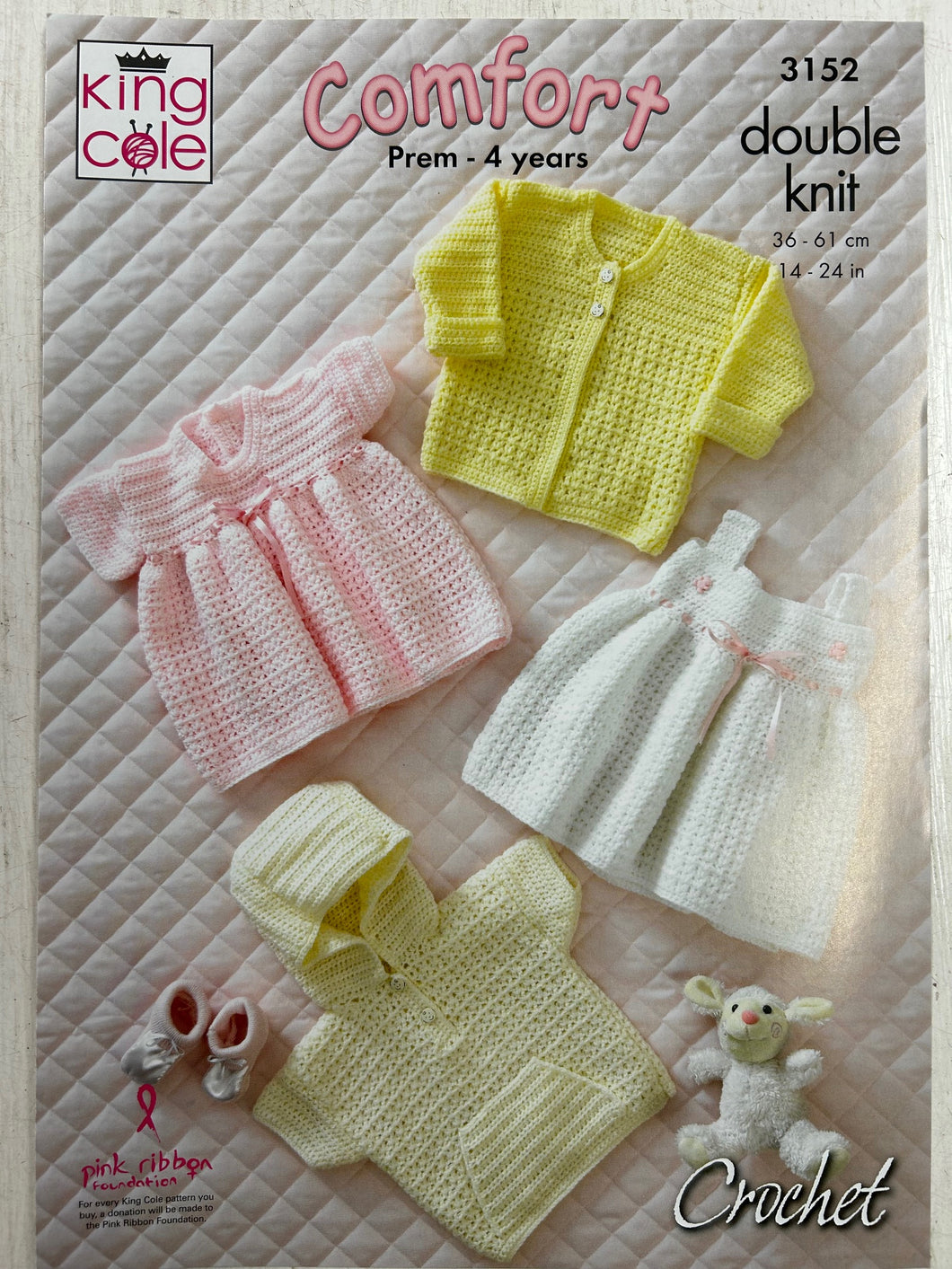 King Cole Crochet Pattern Babies Double Knit Cardigan Dress & Hoody hoodie 3152 fabric shack malmesbury wool knit