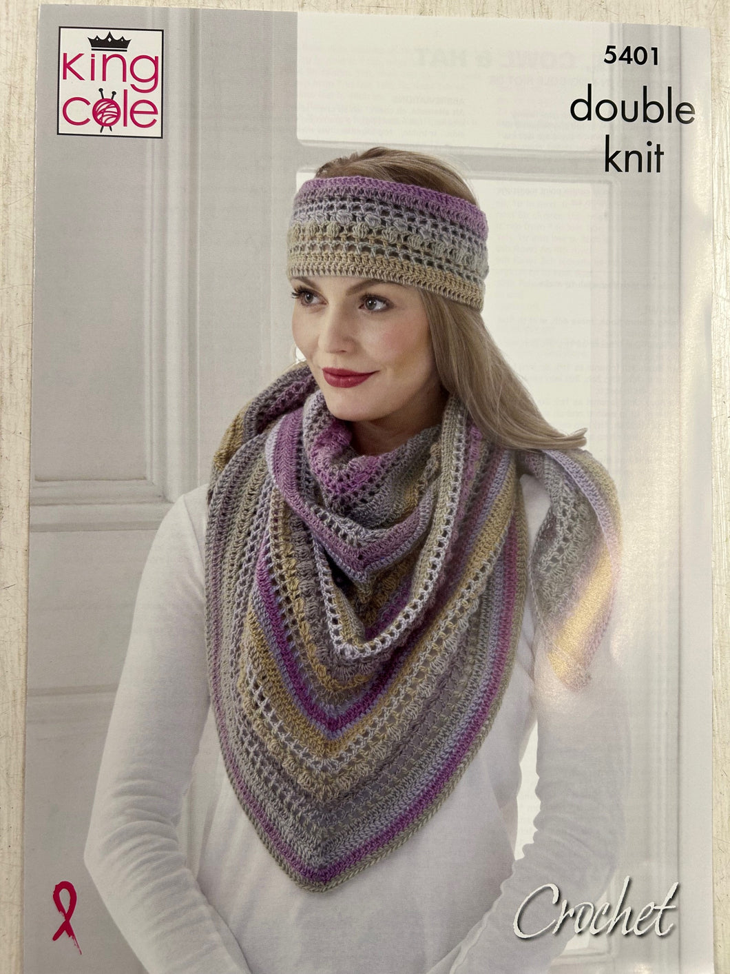King Cole Crochet Pattern ladies womens accessories hat hairband scarf cowl 5401 fabric shack malmesbury wool knit