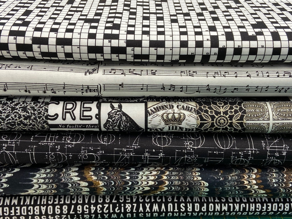 Cathe Holden for Moda Sable Swan Numbers Ebony Black Cotton Fabric b