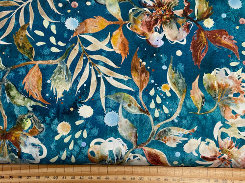 create joy project moda desert oasis tie dye flowers floral cotton fabric shack malmesbury flower lake powel teal blue