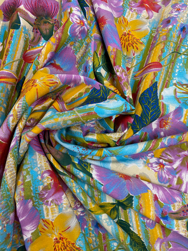 crepe de chine summer floral flowers yellow amy fabric shack malmesbury 2