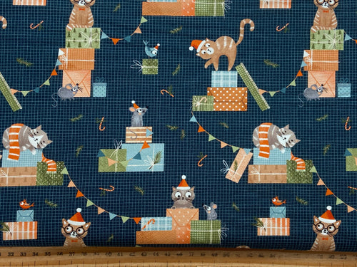 elana amo moda purrfect xmas cat and mouse gifts navy blue fabric shack malmesbury