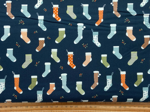 elana amo moda purrfect xmas stockings navy blue fabric shack malmesbury