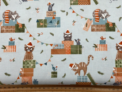 elena amo moda purrfect xmas cat and mouse gifts light blue fabric shack malmesbury