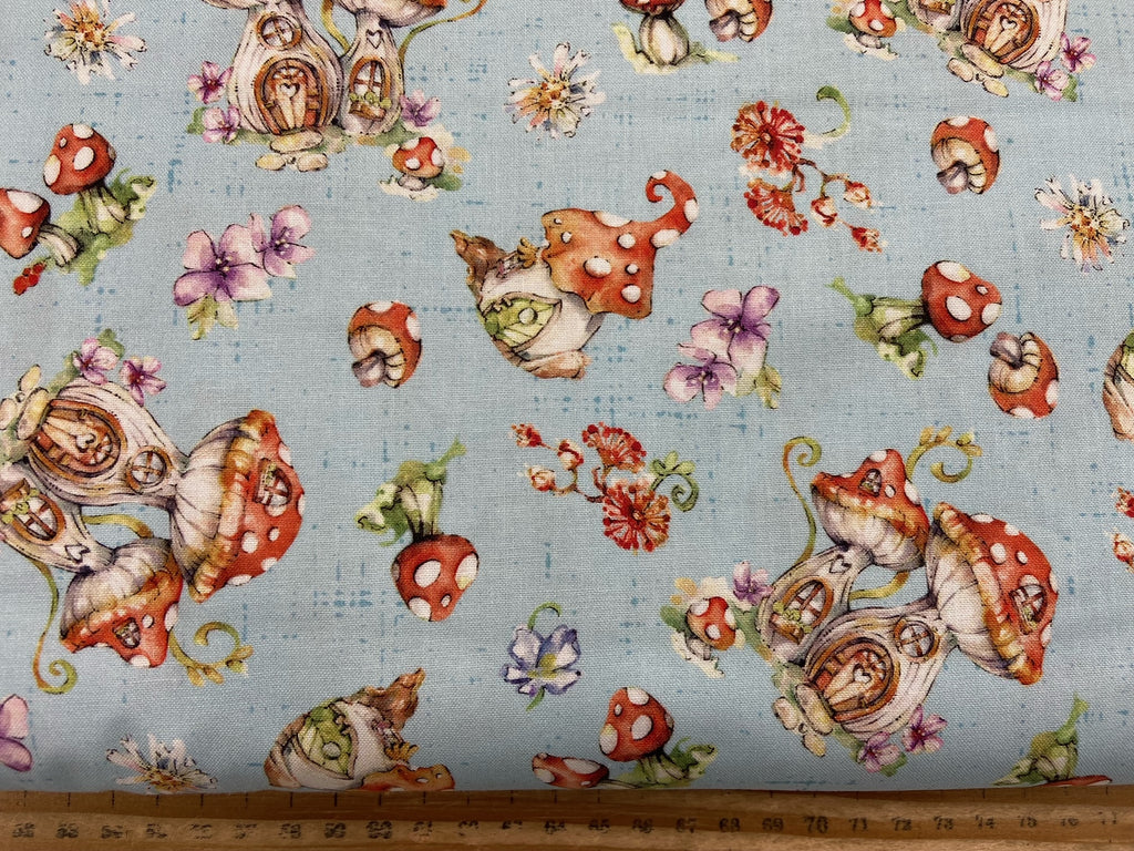 P & B Textiles Sillier Than Sally Fairy Garden Toadstool House Blue Co ...