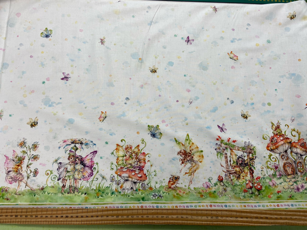 P & B Textiles Sillier Than Sally Fairy Garden Double Border White Cot ...