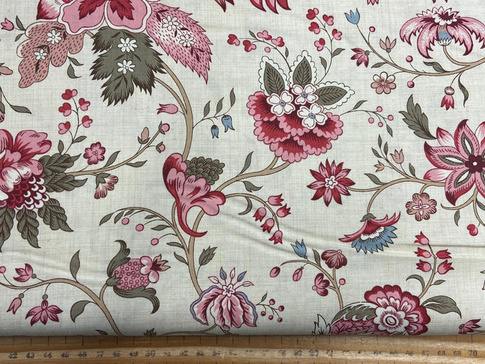 french general antoinette floral flowers mary versailles moda panel cotton fabric shack malmesbury large flowers pearl cream