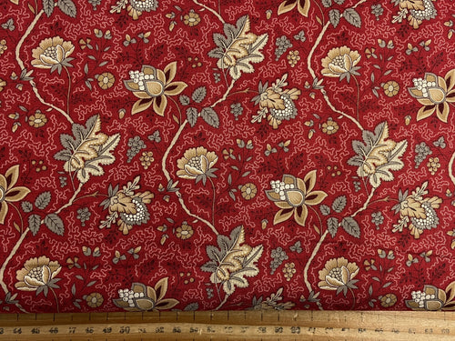 french general moda chateau de chantilly floral flowers Medium Floral Flowers Rouge Red 44 14 cotton fabric shack malmesbury