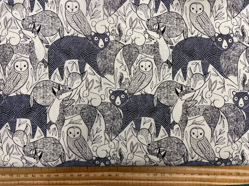 gingiber moda woodland wonder owl fox bear deer cream cotton fabric shack malmesbury