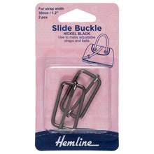 hemline metal strap slider bag making 30mm black nickel fabric shack malmesbury H4502_30_NB
