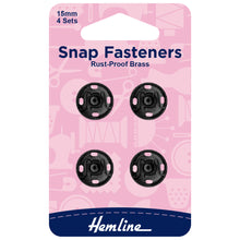 hemline snap fasteners sew on poppers black 15mm fabric shack malmesbury H421_15