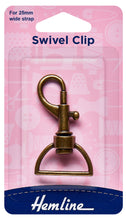 hemline swivel lobster handbag clip clasp 25mm bronze fabric shack malmesbury H482_25_B