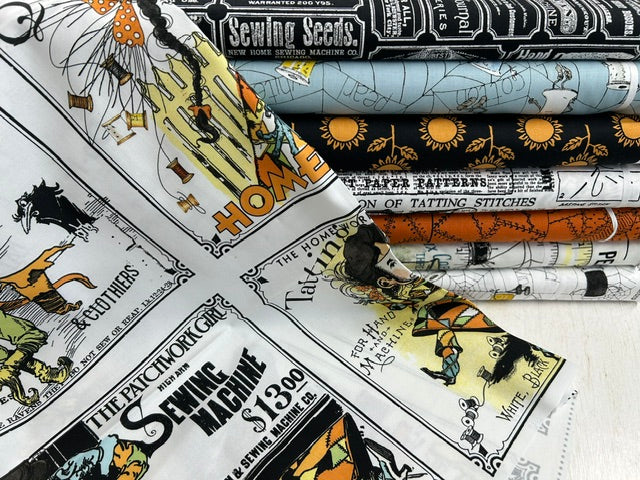 J Wecker Frisch for Riley Blake Scary Scraps Spooky Spools White Cotto ...