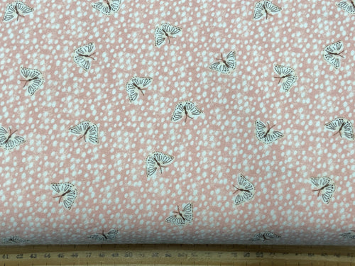 jo taylor 3 three wishes baby bloom brushed cotton flannel woodland forest butterflies butterfly pink fabric shack malmesbury