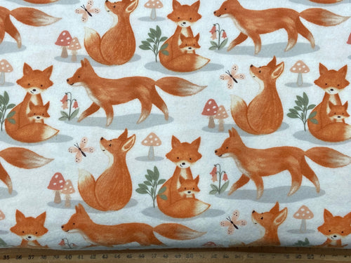 jo taylor 3 three wishes baby bloom brushed cotton flannel woodland forest fox white fabric shack malmesbury