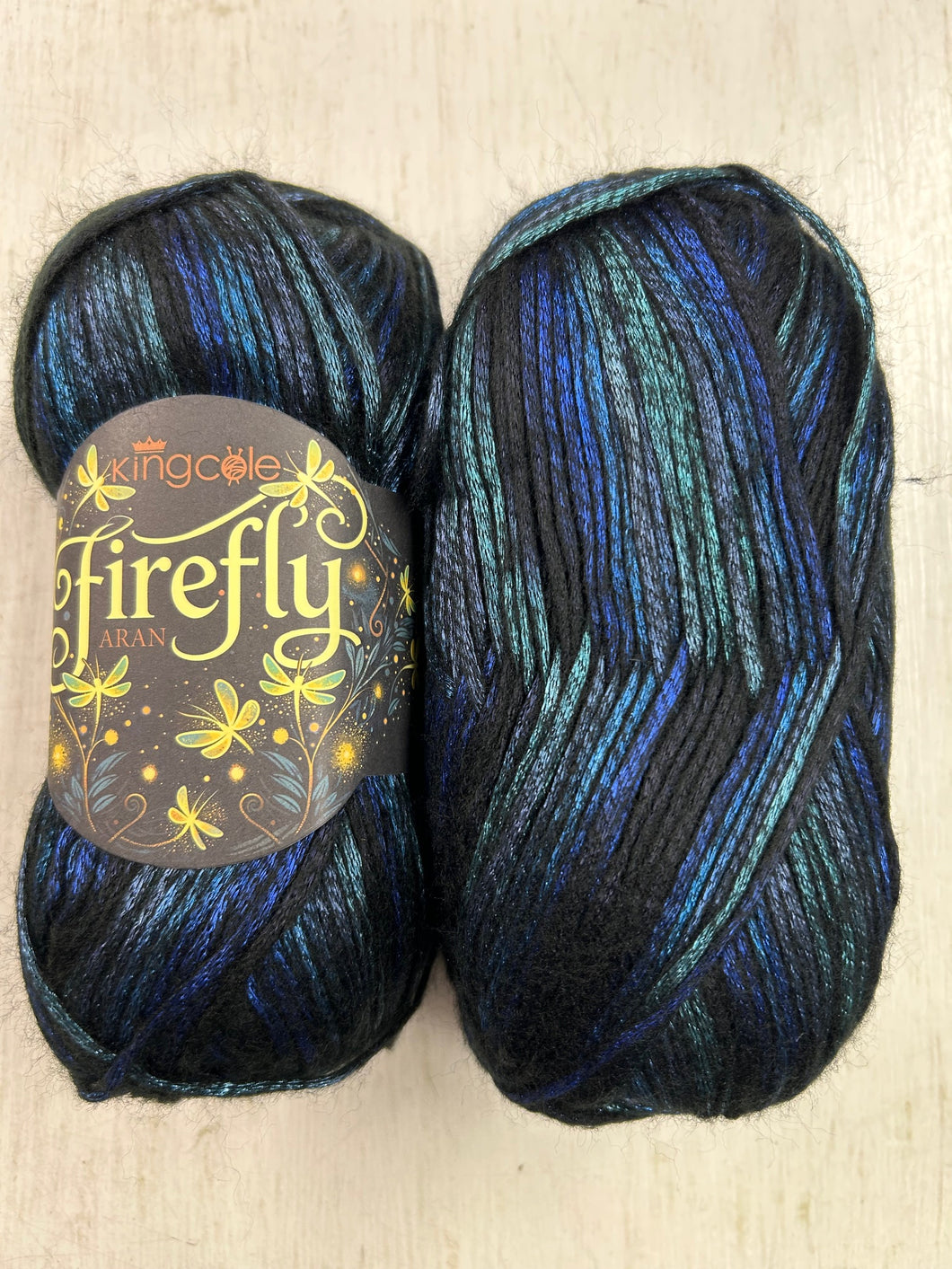 king cole firefly fire fly aran irridescent metallic yarn wool dragonfly 6575 fabric shack malmesbury