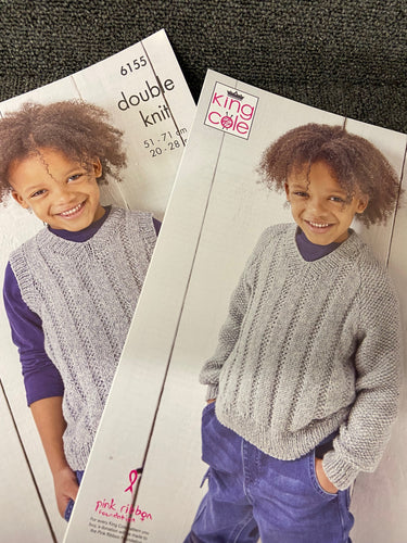 King Cole Double Knit DK Childs Tank Top & Jumper Knitting Pattern 6155