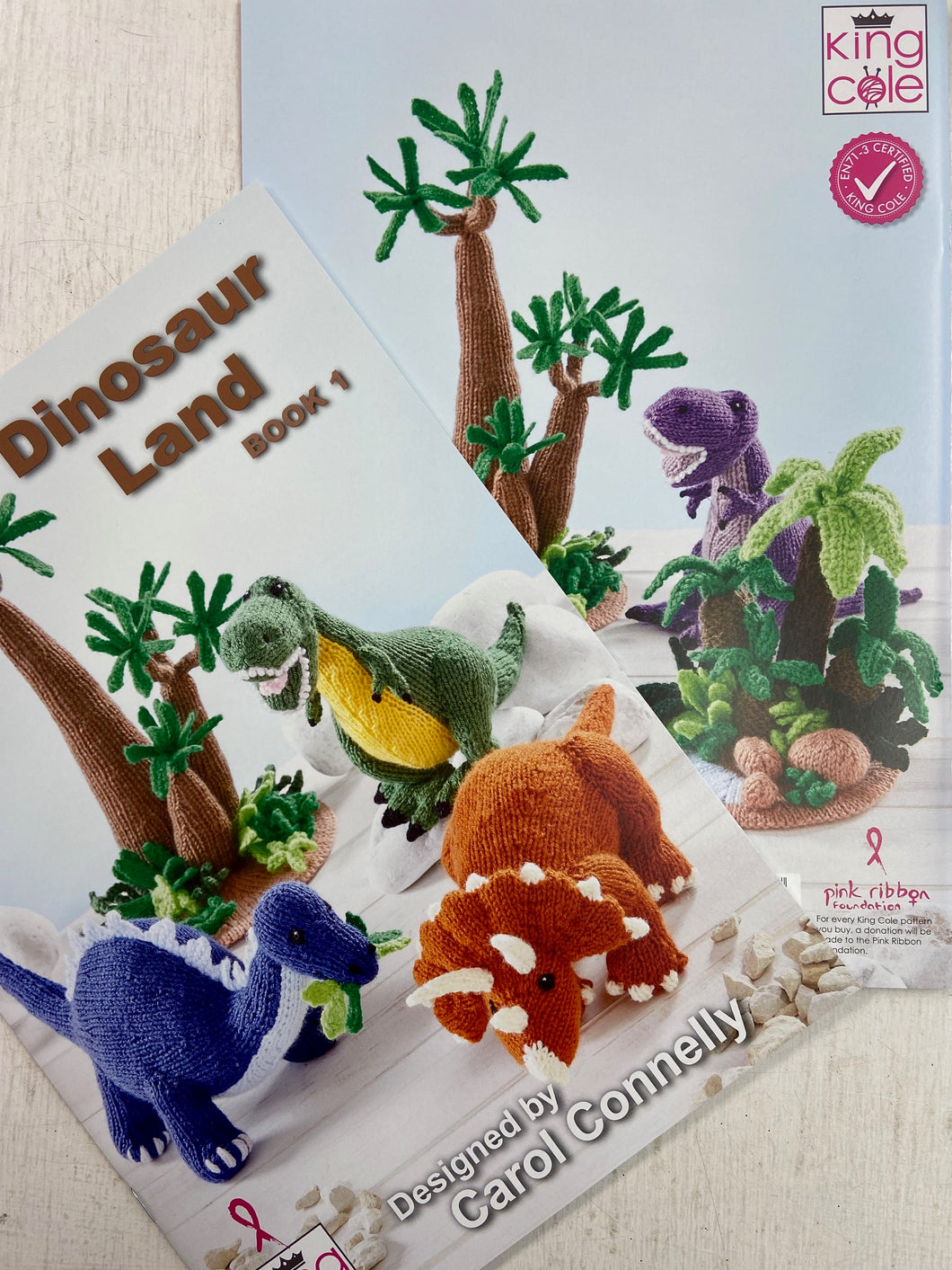 king cole carol connelly dinosaur land t rex tyranosaurus trex diplodocus triceratops knitting book fabric shack malmesbury