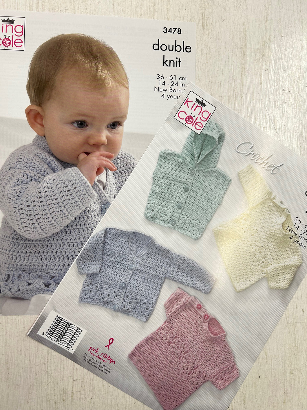 king cole crochet pattern Babies Double Knit Cardigan Jumper, T-Shirt & Sleeveless Hoodie 3478 fabric shack malmesbury