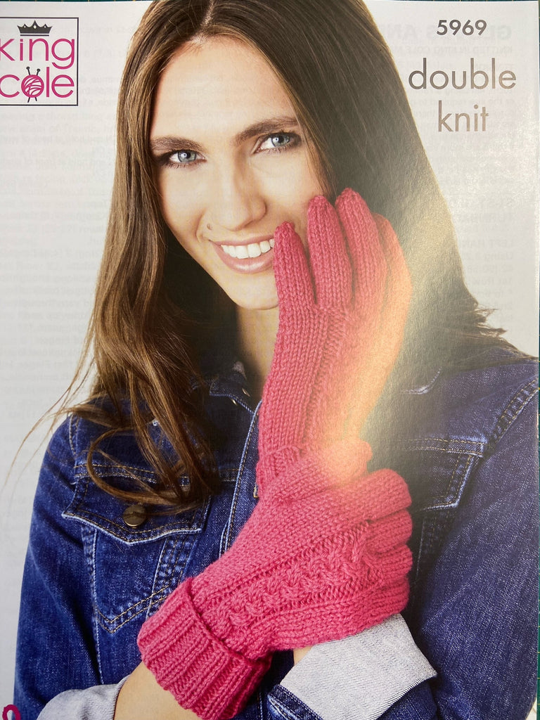 King Cole Knitting Pattern Ladies Adults Mittens & Gloves Double Knit