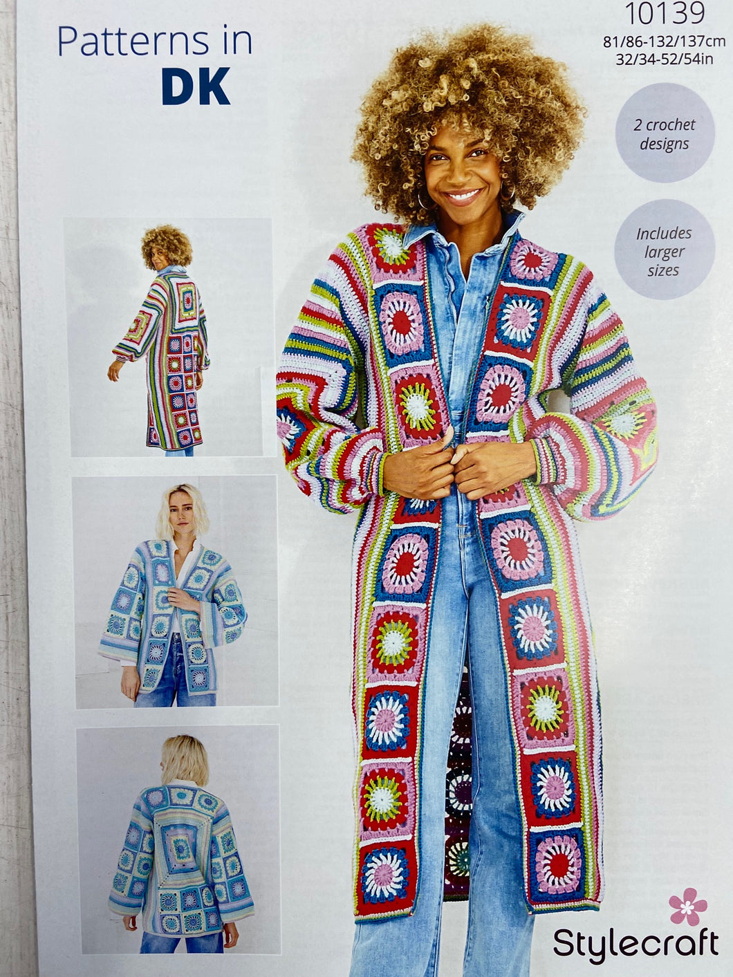 ladies crochet cardigan jacket granny square pattern 10139 fabric shack malmesbury