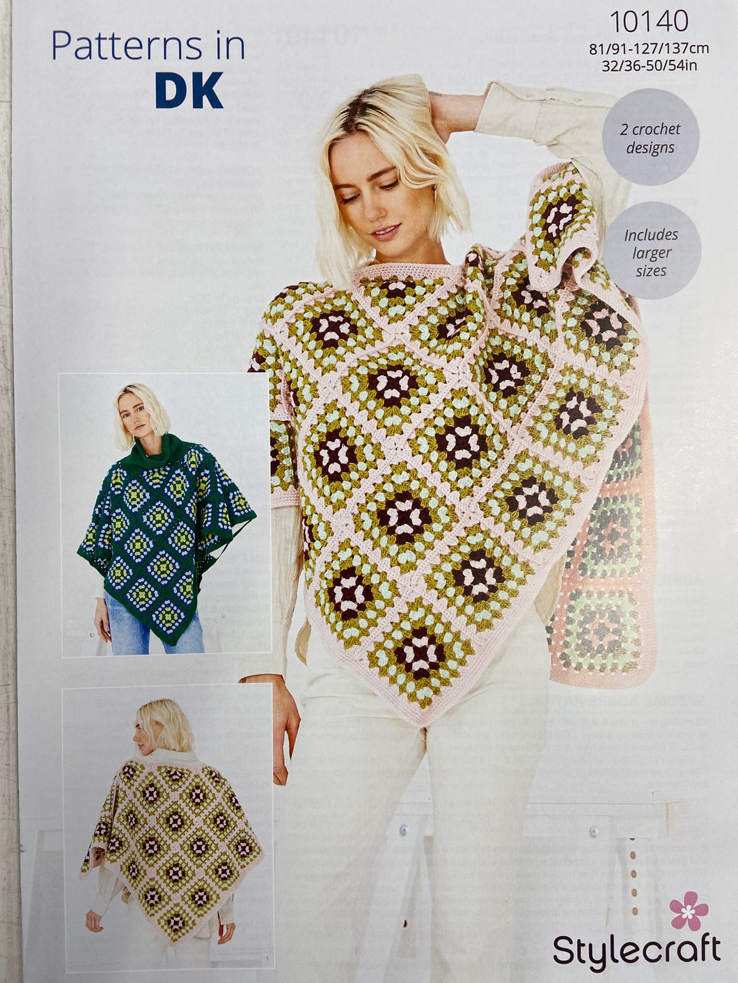 ladies granny grannie square dk double knit poncho fabric shack malmesbury 10140