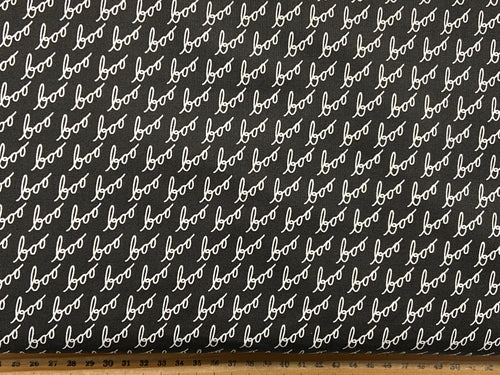 lella boutique moda hey boo halloween goth gothic midnight black boo cotton fabric shack malmesbury
