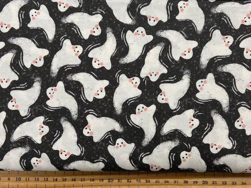 lella boutique moda hey boo halloween goth gothic midnight black ghost cotton fabric shack malmesbury