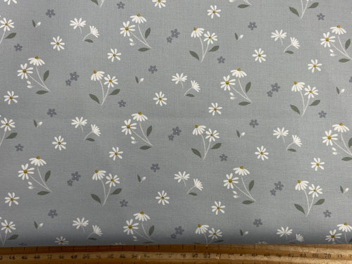 lewis & and irene floral song lavender blossom purple dancing daisy daisies flowers floral flower bloom on purple cotton fabric shack malmesbury