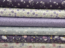 lewis & and irene floral song lavender blossom purple bloom daisy daisies flowers floral flower bloom on purple cotton fabric shack malmesbury