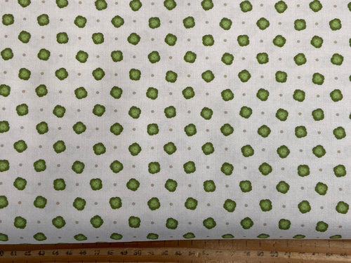 lewis & and irene the kitchen garden polka dot cabbage cream cotton fabric shack malmesbury chef cook gardener
