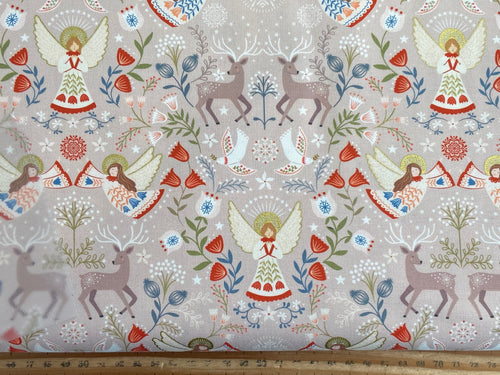 lewis and irene peace and joy christmas dark cream metallic fabric shack malmesbury metallics