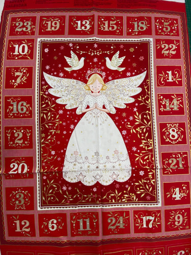 makower herald angels christmas advent panel red with gold metallic fabric shack cotton advent red cream malmesbury