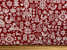 Makower Scandi 23 Christmas Icons Red Cotton Fabric by 1/4 Metre*