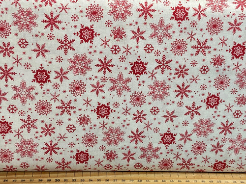 makower scandi 23 christmas cotton fabric shack malmesbury stag snowflake dove holly tree snowflake red