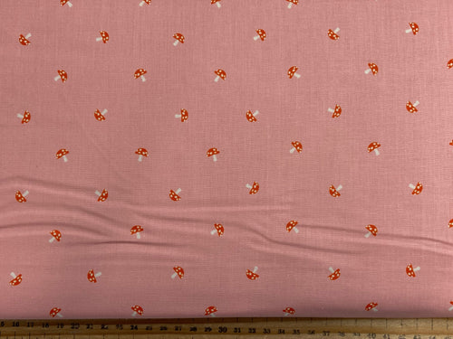 melody miller ruby star society cotton Tiny Mushrooms Balmy Pink fabric shack malmesbury