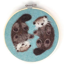 otters in  hoop needle felting kit crafty kit comapny fabric shack malmesbury