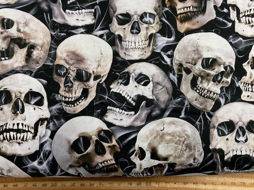 patchwork promotions wicked skull death skeleton goth gothic black smoke 2417 fabric shack malmesbury
