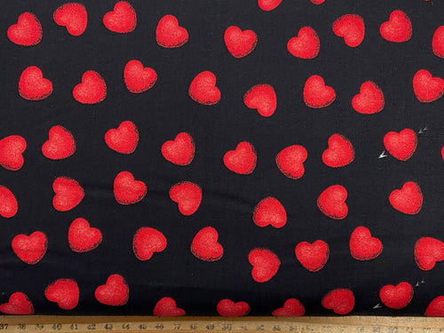 j wecker frisch riley blake all my heart valentines day love hearts panel cupid cherub fabric shack malmesbury hearts black