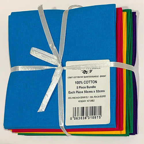 rose and hubble plain basic craft cotton fat quarter pack fabric shack malmesbury bright