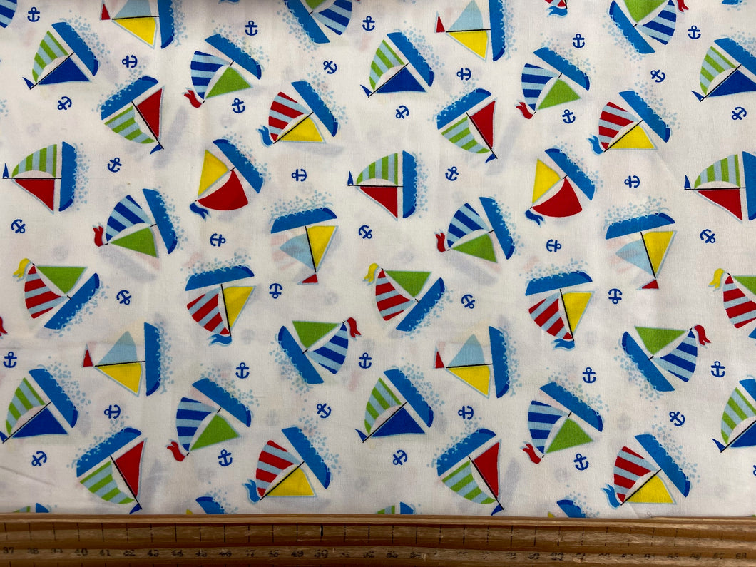 rose and hubble yacht boat anchor sailboat kids nursery white cotton fabric shack malmesbury