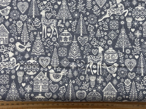 scandi christmas stags and baubles on grey fabric  shack malmesbury