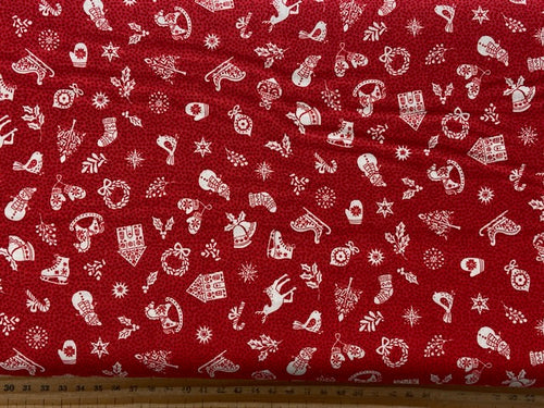 scandi christmas white icons on red fabric shack malmesbury