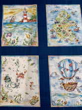 sillier than sally p & b textiles boutique enchanted seas mermaid pirate mermaids pirates ship sea ocean 12 plate panel dark blue 3