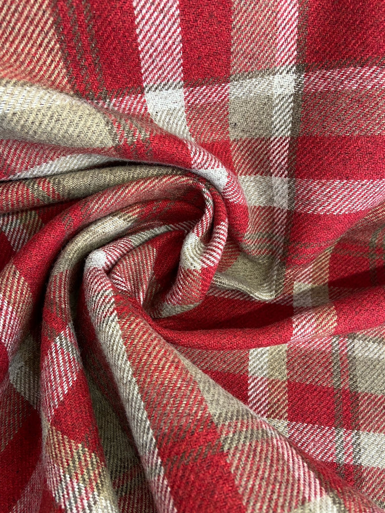 Skye Tartan Wool Effect Red Check Plaid by 1/2 Metre Fabric Shack Malmesbury