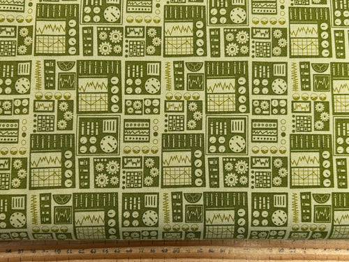 stacy iest hsu 321 blast off rockets robots control fabric shack malmesbury control panel green