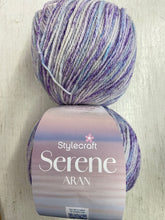 stylecraft serene aran yarn wool blend variegated mottled placid purple 6220 fabric shack malmesbury
